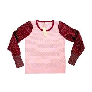 New Roolee Womens Pink & Red Sweater Size Medium Long Sleeve